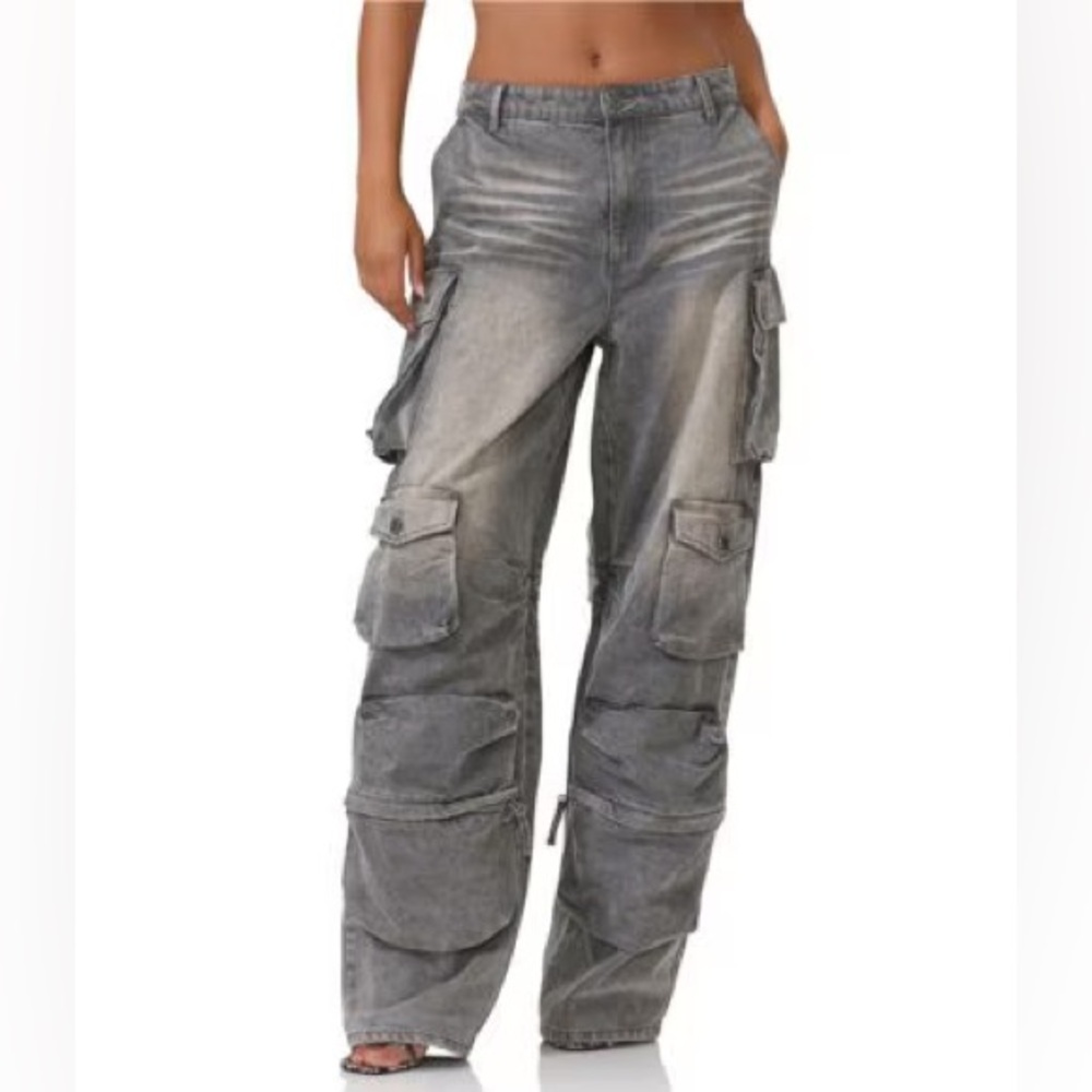 AFRM Parker baggy cargo pant smoke grey NWT